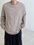Texture See-through Knit Long-Sleeved T-Shirt
