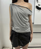 Braided Drape One-Shoulder Top