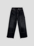 Double knee stitch vintage black denim