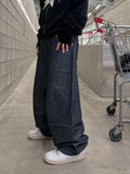 Unisex basic indigo wide slip denim