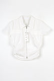 Hole cropped shirring shirt