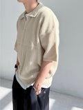 SS Non-Button Balloon PK Collar Knit