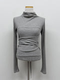 [SET] Mare Mock Neck Wrap T-Shirt