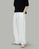 Marv Linen Two-Tuck Wide Slacks