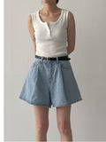 Culotte Wide Denim Shorts