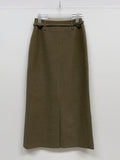 [Setup Available/Three-Piece] Mog Wool Belted Long Skirt