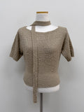 [Scarf Set] Tail Boat Neck Half Knit