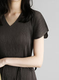 [Premium] Armoni Pleated Belt V-Neck One Piece