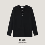 Lau Ribbed Henley Neck Long Sleeve