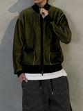 Striped Two-Tone Knit Zip-Up