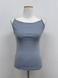 Tencel Striped Boat Neck Sleeveless
