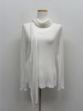 [Muffler set] Pleats U-neck Long Sleeve T-shirt