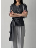 [Short Sleeve Ver] Diamond Frill Wrap Blouse