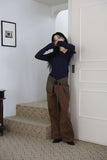 Suede layered wrap skirt
