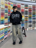 Brush letter cotton jacket