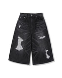 Damage Crop Bermuda Denim