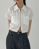Epee Two-Way Zip-Up Crop Shirt