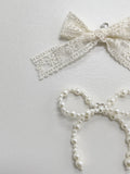 Lace & pearl ribbon shoes charm SET