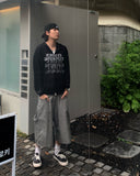 Summer Lettering Knit Hood Zip-Up