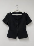 Twill Glass Boat Neck Jacket