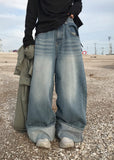 CUFFED WIDE DENIM PANTS