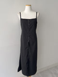 Dot Deep Slit Layered Bustier Long One Piece