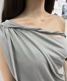 Braided Drape One-Shoulder Top