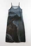 Graphic Chiffon Dying One Piece