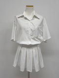 [Belt SET] Romi Collar Pleated Mini One Piece
