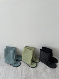 Denim Folding Toe Open Flip Flop Boots