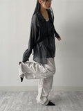 Sheer stripe parachute pants