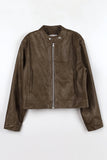 Kadi No Collar Leather Jacket