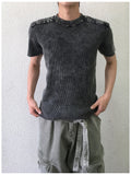Finer Shoulder Panel Washed Short Sleeve T-shirt