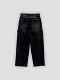 Double knee stitch vintage black denim