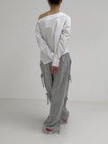 Ribbon Two-Way Wide Training Pants