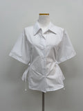 [short-sleeve ver] Ribbon Poplin Loose Fit Shirt