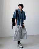 Gradient Denim Half Shirt