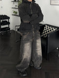 Smog Washed Hood Denim Zip-Up