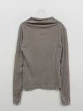 Velvet See-Through Mock Neck Polar Fleece T-Shirt