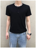 No Air Muscle Fit Henley Neck Short Sleeve T-shirt