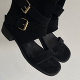 Log Open-toe Two-way Belt Summer Flap Boots