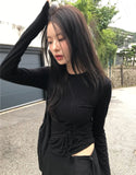 STRING HOLE SHIRRING TEE