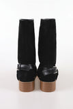 Leather belt middle boots