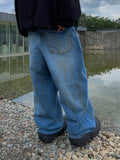 Oil wave denim pants