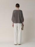 White corduroy wide pants