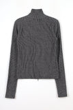 Two-tone high neck two-way zip-up