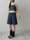 616 Wide Denim Half Pants
