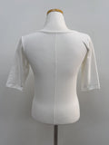 Pintuck U-Neck Elbow Length T-Shirt