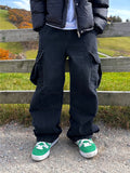 Venti semi-wide denim cargo pants
