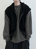 Lea hood zip-up knit vest